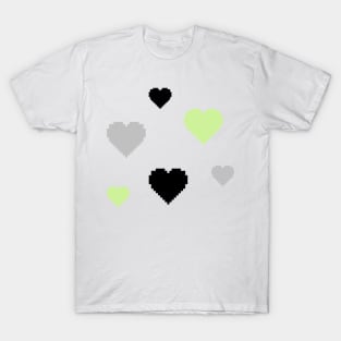 Agender Pride Hearts Pixel Art T-Shirt